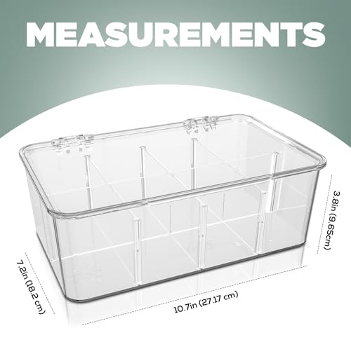 Utopia Home - Tea Bag Organizer With Lids, (2 Pack) Clear Pantry Storage Box - Stackable Partition Organizers or Holder With Lids For Drawers, Countertops, Fridge, Kitchen, Snack & Spice Organization - size: Pack of 2