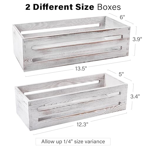 LotFancy Bathroom Decor Box, 2 Pack Wooden Toilet Paper Holder, White Toilet Storage Basket for Back of Toilet, Farmhouse Toilet Tank Topper - color: White (Hollowed-out)