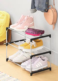 Whitmor 3-Tier Shoe Rack - Small Space Solution - Store up to 6 Pairs of Shoes - Organize Shoes & Accessories - Chrome & Black - size: 3-Tier