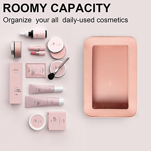 LETGO Clear Makeup Bags, TSA Approved Toiletry Bag with Zipper, Clear Makeup Organizer Fit Carry-on Travel Essentials,Clear Cosmetic Bags for Women Men (C-Pink) - color: C-Pink