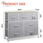 WLIVE 7 Drawer Dresser TV Stand, Entertainment Center, Media Console Table with Metal Frame and Wood Top for TV up to 45 inch, Chest of Drawers for Bedroom, Living Room, Light Grey - color: Light Grey
