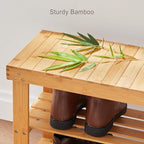 Pipishell 3 Tier Bamboo Shoe Rack Bench - Sturdy Shoe Organizer Holds up to 300lbs for Entryway, Bedroom, Living Room, Balcony - color: Bamboo
