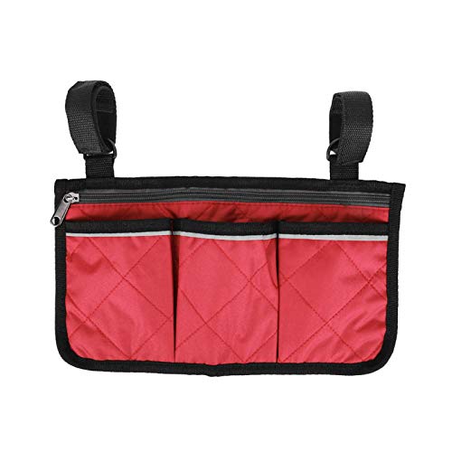 RiToEasysports Walker Bag,Multifunctional Wheelchair Side Bag Scooter Armrest Side Bag Hanging Pouch Storage Organizer for Bed Rail, Scooters, Walker Rollator - color: red