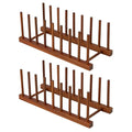 HBlife 2pcs Teak Dish Drying Rack Plates Holder Stand Kitchen Storage Cabinet Organizer for Dish/Plate/Bowl/Cup/Pot Lid/Cutting Board (8 Slots) - color: Teak 8 Slots 2pcs