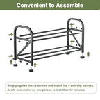 2-Tier Shoe Rack for Closet, 16"-32" Expandable ShoeRack, Adjustable for Entryway Closet Doorway SturdyMetal, Black - color: 2 Layers and 6 Tubes