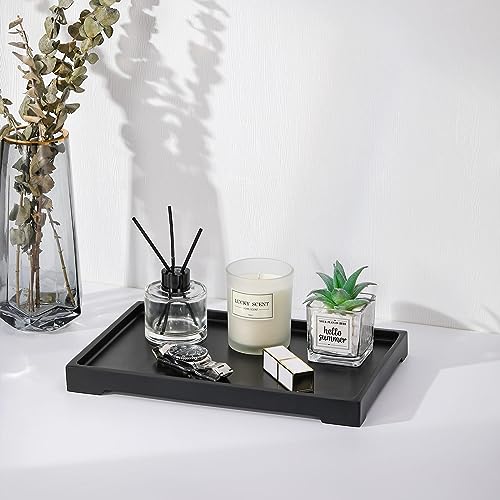 Luxspire Vanity Tray, Bathroom Tray Toilet Tank Storage Tray, Resin Kitchen Sink Trays, Vanity Countertop Organizer for Candles Soap Towel Perfume Holder Dish Decorative Serving Trays -Large- Black - color: C - Black, style: Large