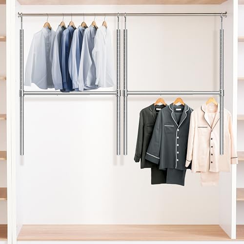 Simple Houseware Adjustable Closet Hanging Rod, Chrome - 2 Pack - color: Chrome, size: 2 Pack