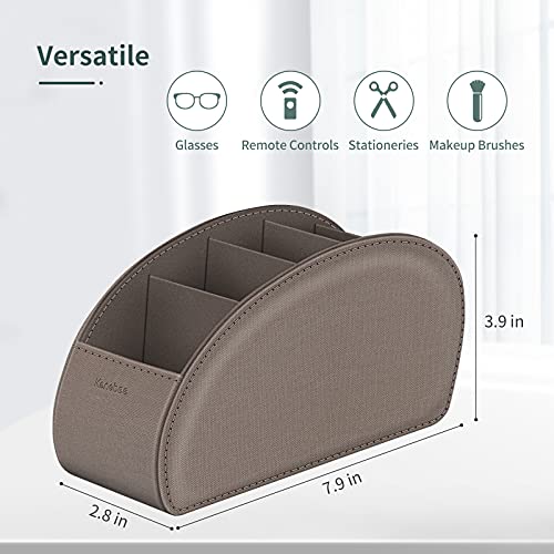 Remote Control Holder with 5 Compartments, KENOBEE Anti-slip Desktop Caddy Storage Organizer for Remote Controllers, Office Supplies, Makeup Brush, Media Accessories, Denim Coffee - color: Denim Coffee, size: Small