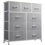 WLIVE 9-Drawer Dresser, Fabric Storage Tower for Bedroom, Hallway, Entryway, Closet, Tall Chest Organizer Unit with Fabric Bins, Steel Frame, Wood Top, Easy Pull Handle, Light Grey - color: Light Grey
