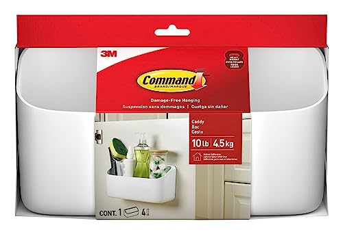 Command 10 Lb Large Organizing Caddy with 4 Strips,9.91" x 3.38" x 5.15",Heavyweight Damage-Free Hanging for Organizing Cleaning Supplies,Closet,and Pantry,(Pack of 8) - size: 9.9 in. x 5.2 in. x 3.5 in. (Pack of 8)