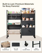 2-in-1 Baby Diaper Caddy Organizer and Storage-3 Tier Rolling Baby Cart with Dividers and Drawers, Baby Essentials for Nursery Storage, Mobile Utility Cart with Wheels Large Capacity Easy To Assemble