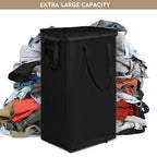 DOKEHOM 90L X-Large Laundry Basket with Removable Wash Bag on Wheels, Collapsible Rolling Laundry Hamper, Foldable Clothes Organizer, Folding Washing Bin (Black) - color: Black, size: X-Large Pro 29"