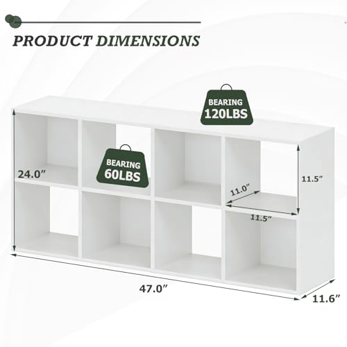 8-Cube Storage Organizer Shelf, Open Cube Bookshelf, Reversible Bookcase, Sturdy Modern Storage for Home Office, Bedroom, Living Room, White - color: Classic White, size: 8-cube