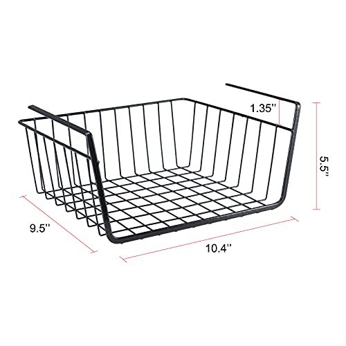 Undershelf Storage Basket Under Shelf Wire Basket Household Metal Under Shelf Hanging Storage Bin Basket Slides Under Shelves for Storage Space Saving for Kitchen Pantry Bookshelf 4 PCS - color: 4 PCS, size: Small