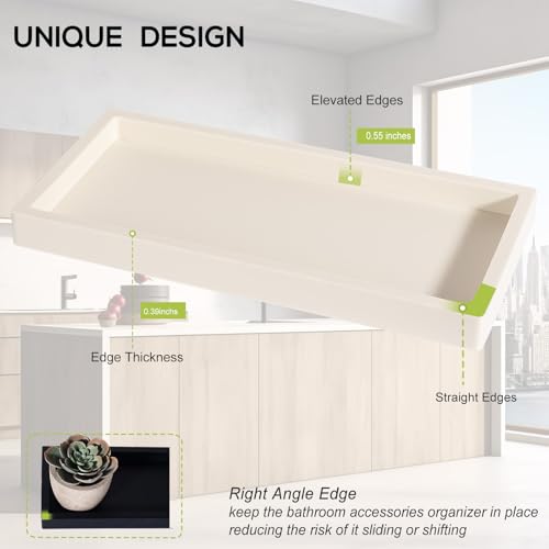 Bathroom Tray, Small Vanity Tray Silicone Soap Dish Sponge Holder Kitchen Sink Organizer Bathroom Accessories for Countertop, Toilet, Shower - Beige - color: Beige, size: 7.9" x 4.0"