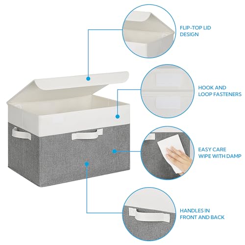GRANNY SAYS Large Storage Bins with Lids, Collapsible Storage Box, Storage Basket for Shelves, Decorative Storage Bins, Toy Storage, Closet Organizers, White/Gray - color: White/Gray, size: Extra Large-2 Pack