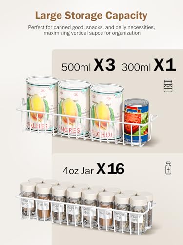 Delamu Over The Door Pantry Organizer, 8-Tier Pantry Door Organizers and Storage with Adjustable Basket, Metal Hanging Spice Rack, Seasoning Organizer, Door Organizer for Home Kitchen Bathroom, White - color: White, size: 8 Tier