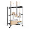 BORISI Broom And Mop Holder, Movable Broom Closet Storage Cabinet, Cleaning Cart with Mop Hanger Gripper Rack, Janitorial Cart, Utility Carts, Laundry Room Organization Home Essentials - size: Medium