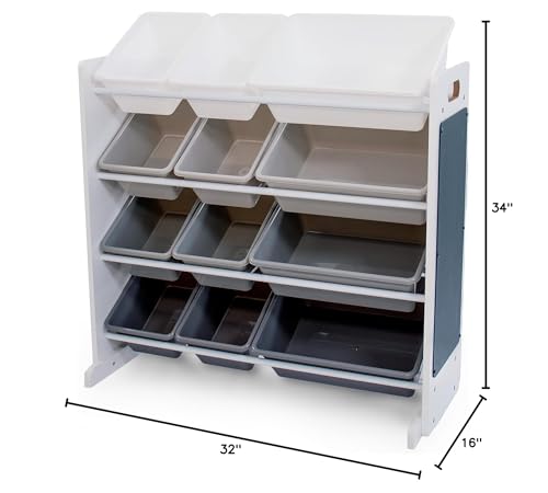 Humble Crew Toy Storage Organizer with 12 Removable Storage Bins for Kids Playroom, 4-Tier Toddler Toy Organization, White/Grey Gradient - color: White/Grey Gradient Ombre