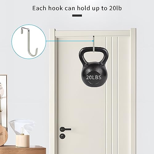 FYY Over The Door Hooks, 4 Pack Door Hangers Hooks with Rubber Prevent Scratches Heavy Duty Organizer Hooks for Living Room, Bathroom, Bedroom Hanging Clothes, Towels, Hats, Coats, Bags Grey - color: A Grey, size: Short, style: 4 Pack