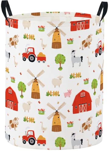 Baby Laundry Basket Baby Nursery Hamper Kids Laundry Basket Toy Storage Bin for Boys Room Decor Gift Baskets for Bedroom Bathroom(Farm) - color: Farm