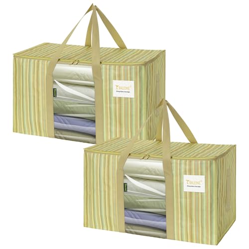 BALEINE 2-Pack Oversized Moving Bags with Reinforced Handles, Heavy-Duty Storage Tote Moving Supplies for Packaging, Camping (Color Stripe, 2-Pack) - color: Color Stripe-Window, size: 2-Pack