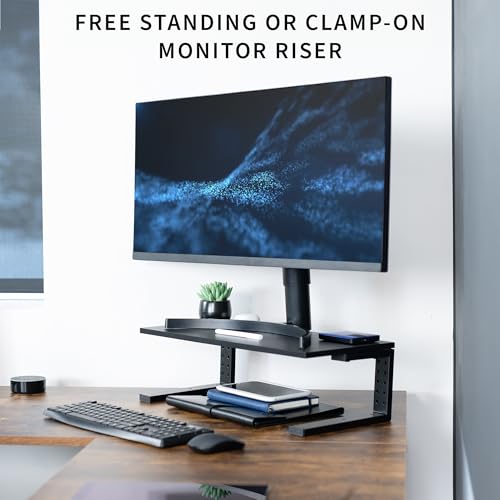 VIVO Clamp-on 22 inch Desk Extension Shelf for Gaming PC, Ergonomic Computer Monitor and Laptop Riser, Printer Stand, Versatile with Freestanding Feet Included, Desktop Organizer, DESK-SHELF22B - size: 22"