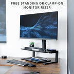 VIVO Clamp-on 22 inch Desk Extension Shelf for Gaming PC, Ergonomic Computer Monitor and Laptop Riser, Printer Stand, Versatile with Freestanding Feet Included, Desktop Organizer, DESK-SHELF22B - size: 22"
