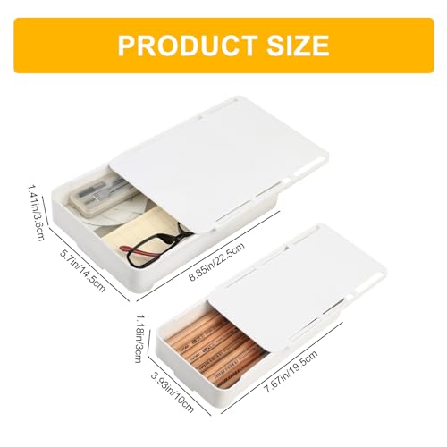 2pcs Under Desk Drawers - Self-Adhesive Hidden Undermount, Slide-Out Storage Organizer for Office & Home (S+L Size)