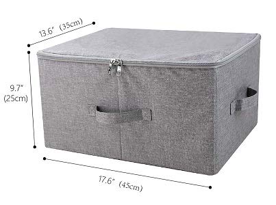 iwill CREATE PRO Folding Storage Box with Zip Lid and Handles, Rigid Storage Baskets With Linen Fabric& Plastic Board, Closet Shelf Drawers,Dark Gray, 2 pcs - color: Dark Gray