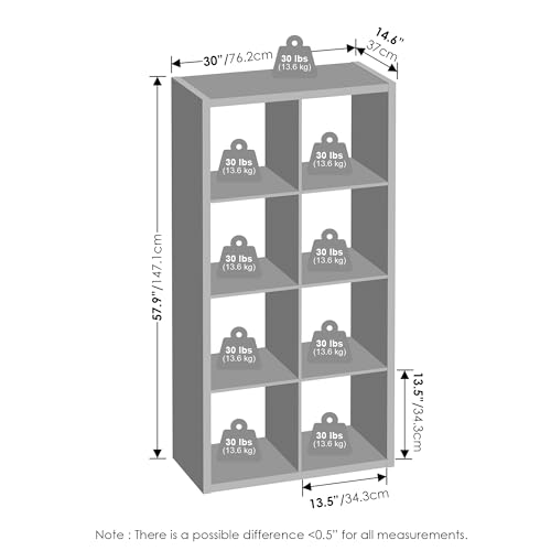 Furinno Cubic Closet Organizers and Storage, 8-Cube Closet Organizer, Open Shelf Closet Storage, Extra Thick Frame for Wardrobe, Bedroom, Living Room, White - color: White, size: 8-Cube