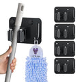 JAMEND CLXP 4-Pack Broom Holder with Heavy Duty Hooks, Upgraded Stainless Steel Mop Hanger. Wall Mount Utility Tool Rack for Kitchen Garden Laundry Garage. Matte Black. - color: 4PCS-Matte Black+Hook