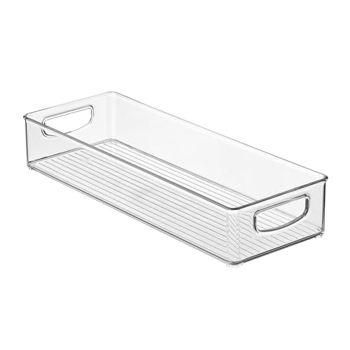 iDesign Slim Extra Long Clear Storage Bin, Narrow Stackable Organizer for Kitchen or Pantry - size: 16 x 6 x 3, style: Pack of 1