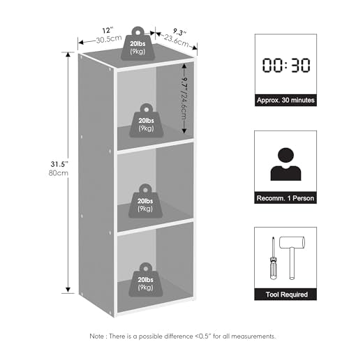 Furinno Reed Closet Organizers and Storage, 3-Tier Closet Organizer, Open Shelf Closet Storage, for Wardrobe, Bedroom, Living Room, White - color: White, size: 3-Tier, 12"W