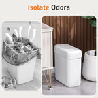 MOPALL Small Bathroom Trash Can with Lid, 3.2 Gallon / 11.5 L Slim Plastic Garbage Bin with Pop-Up Lid, Mini Waste Basket Can Dog Proof for Kitchen, Bedroom, Office, Laundry, Toilet, Rv, White - size: 3.2 Gallon