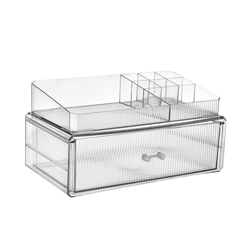 ZHIAIstackable storage drawer, transparent acrylic storage box, cosmetics and beauty product storage organizer, suitable for makeup room, bathroom, under kitchen sink, room, home bedroom storage. - color: 1 long drawers
