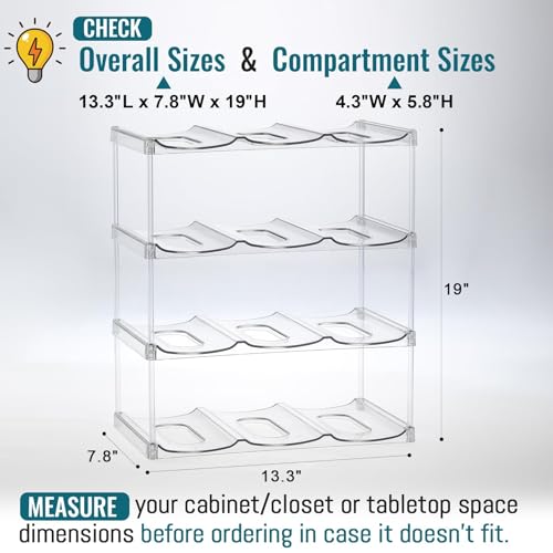 Design for Stanley 40 OZ & Large Bottles & Tumblers with Handle, Acrylic Water Bottle Organizer - Stackable Clear Wine Rack, Cup Holder for Home Kitchen Pantry Shelf Countertop Cabinet, 4 Tier Hold 12 - size: 4 Tier for 12