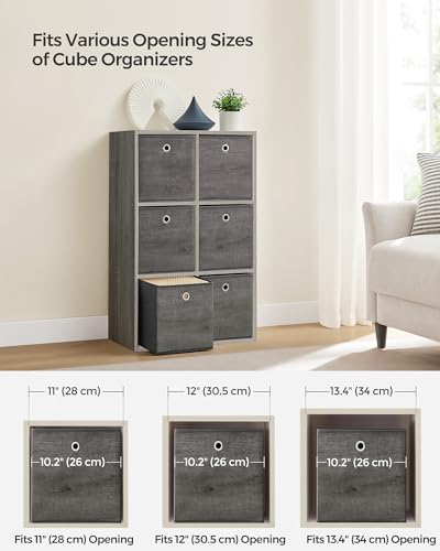 SONGMICS Storage Cubes, Set of 6 Storage Bins with Handles, Foldable Oxford Fabric and Non-Woven Fabric Storage Boxes, 10.2 x 10.2 x 11 Inches, Fit Cube Storage Unit, Misty Gray URFB126G01 - color: Misty Gray, size: 6 Pack (10.2"L x 10.2"W x 11"H)