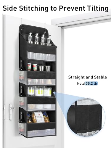 Yecaye 1 Pack Over the Door Organizer, 35.2lbs Load Toy Stuffed Animal Storage, Large Capacity Swing-proof Hanging Bathroom Organizers and Storage for Nursery Newborn Baby Essential Stuff Black - color: Black, size: 4 Tier