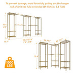 Higeego Large Clothes Rack, Clothing Rack for Hanging Clothes, Heavy Duty Garment Rack, Freestanding Wardrobe Closet with Extendable Hanger Rods, Width from 7.8 to 10.8 ft, H11 Gold - color: Gold, style: 5 Row