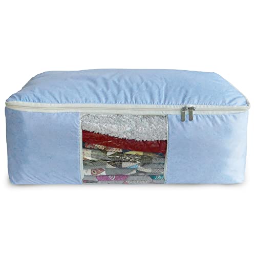 Madam Sew Quilt Blanket Storage Bag|Blanket Organizer|Comforter Storage for Clothes, Quilts, Bedding|Linen Bag Storage with Visible Front Panel, Strong Handles & 2-Way Zipper - Periwinkle 22x15x8" - color: Purple