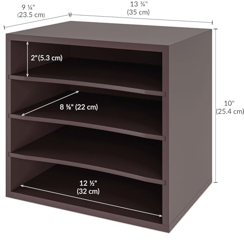 Ballucci 4-Tier Paper Organizer, Desk File Organizer, Stackable Letter Tray, Wood Mail Sorter with Adjustable Storage Shelves, Office Desk Organizer, Dark Brown, Espresso - color: Espresso, size: 4 Tier Standard