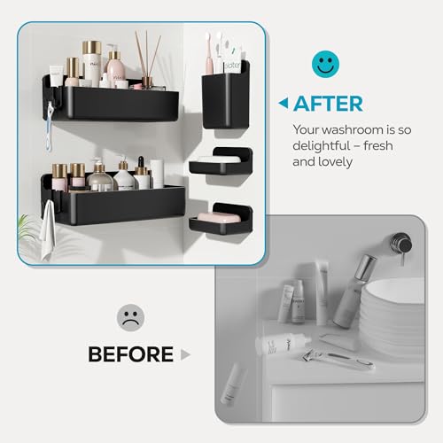 Nieifi Shower Shelves 5 Pack, Adhesive Shower Wall Shelf Organizer for Bathroom Organization, Black - color: Black, size: 5 pieces