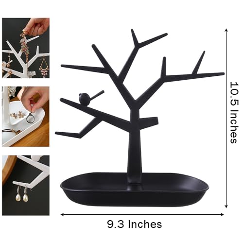 OULIGET Tabletop Key Holder Stand Tree Key Rack,Stand Jewelry Display Necklace Ring Earring Holder Rack,Jewelry Organizer Tray Home Decor for Home Entryway - color: Black