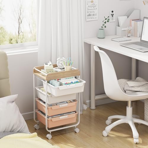 APEXCHASER Utility Cart with 4 Drawers,Rolling Storage Cart for Crafters Artists Kids Teacher Student Storage Arts Crafts & Sewing Study Supplies in Craft Room Dorm Classroom Kids Room-Pearl - color: Pearl, size: 4-Drawers