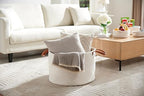 Luxury Little Extra Large Nursery Storage Basket, 22 x 22 x 14 inches - 100% Cotton Rope Baskets with Handles, Laundry Basket for Toys, Blankets & Pillows - Off White with Leather Handles - color: White