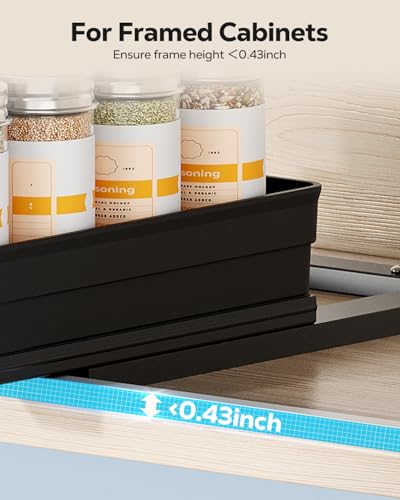 Nieifi Spice Organization for Cabinet-Vertical Spice Rack Pull Out-Spice Rack Organizer for Cabinet-8-1/4 inch Wide-Seasoning Kitchen Organizer-8.26" W x 10.6" D x 2.7" H-1 Pack - color: Black, size: 8-1/4" - 1 Tier
