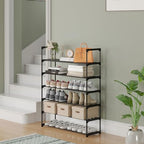 Calmootey 6-Tier Shoe Rack, Tall Large Capacity 30 Pairs Shoes Storage Organizer, Stackable Wide Shoe Shelf for Entryway, Hallway, Black - size: 6-Tier
