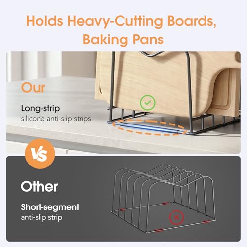 ORDORA Cutting Board Holder Stand Rack Organizer for Cabinet, 5mm Wire Storage Rack for Countertop, Baking Cookie Sheet Pan Organizer inside Cabinet, Chopping Board Holder for Pots, Lids and Skillets - size: 5-Slot 1 pack