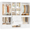 Homieasy Closet System Organizer of 3 sets, Wardrobe Closet with 5 Drawers and Partition Storage, 2 Pants Rack, 2 Hanging Rods, Freestanding Closet Organizer for Bedroom & Walk-in Closets, White